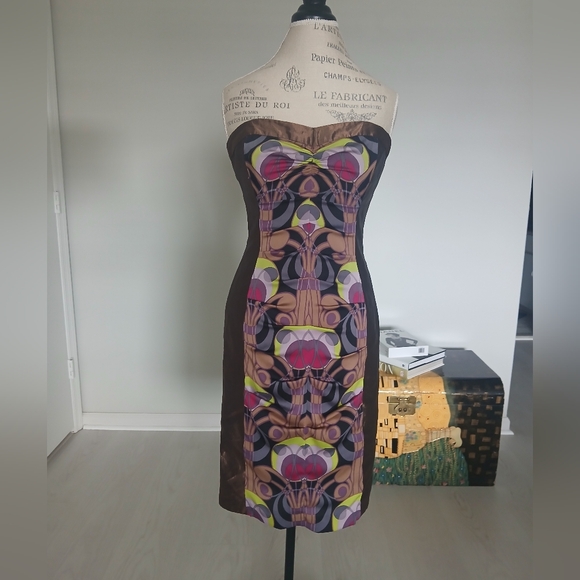 Nicole Miller Collection Bronze Strapless Mini Dress - Picture 6 of 7